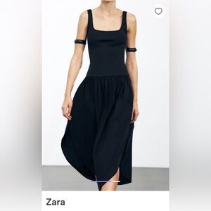 Zara Sleeveless Black Scoop-Neck Bubble Hem Dress NWT
